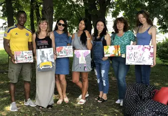 A moment of creativity and relaxation with very friendly colleagues at he riverside in Dnipro-Ukraine