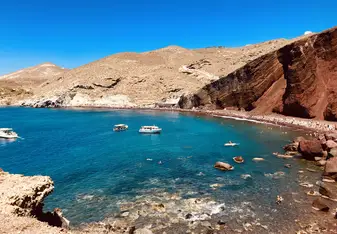 The famous red beach in Santorini, Greece