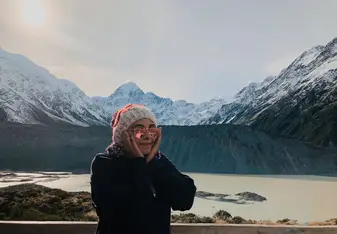 Mt. Cook standing tall behind me.