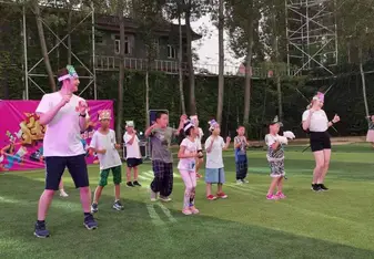 My class, another teacher and I dancing to the cat dance.