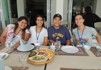 Brittany, Sivan, me, and Alina enjoying a delicious lunch