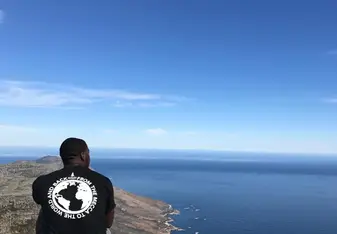 Ameer Dunston at the top of Table Mountain in Cape Town, South Africa 