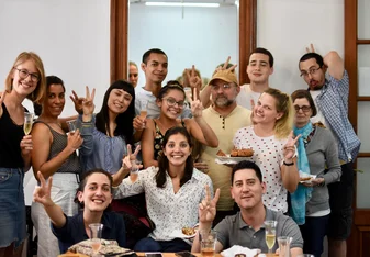 Students and teachers at Academia Buenos Aires Spanish school