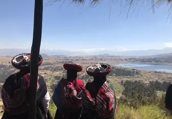 Women looking out at the landscape