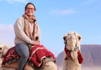 camel riding in wadi rum