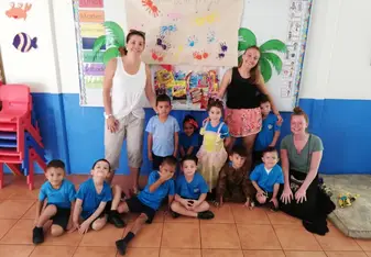 I was so lucky to be working with another volunteer and a lovely teacher. We were in a class of roughly 10 4 & 5 year olds every day. 