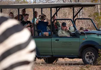 This is a picture a our group watching a heard of zebra checking if they were ok or had been attacked recently 
