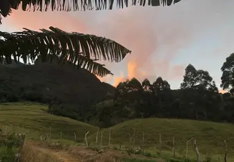 Sunset over mountain top.
