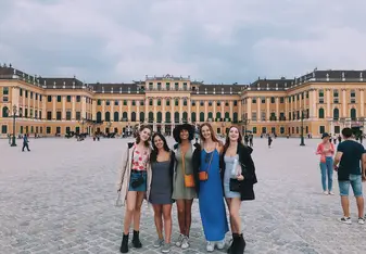 Group photo in front of Schonbrunn palace in Vienna, Austria.