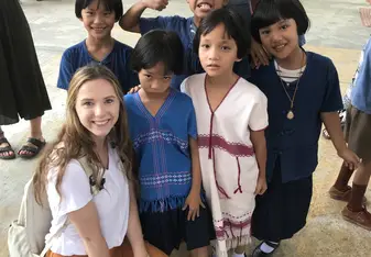 Hanging out with some of the children at a school in the mountains.