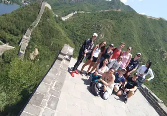 The whole group on the school organised trip to an unrestored section of the Great Wall