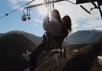 This is me and my friend going on the biggest swing in the world in New Zealand 