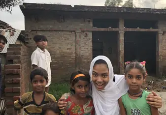 Myself and children of the rural Baraich Village. 