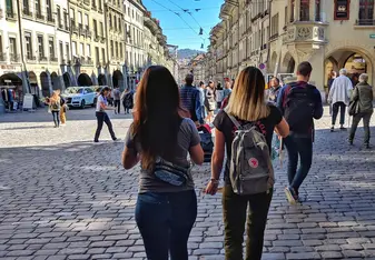 Walking down the streets of Bern, Switzerland,
