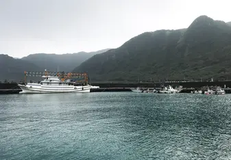 Coastal scene of a boat in northern Taiwan