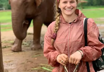 It started pouring rain when we were cleaning the enclosures by the elephants, it was actually a lot of fun!