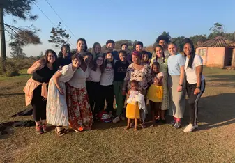 Our group at a homestay after a bead workshop.