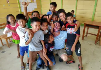 Spending time with the kids whether it was in the classes or just playing soccer