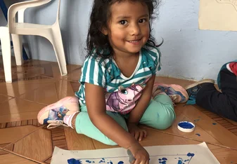 Finger painting in Ecuador