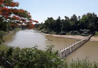 Bamboo Bridge over the River Mekong