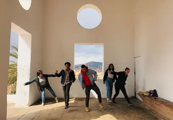 A fun movement group activity on Montjuic, Barcelona 