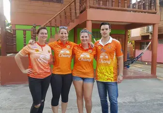 Before our first Thai football game!