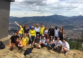 Group photo on the hills above the city