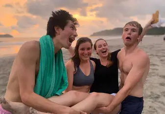 At the beach with the Teflers