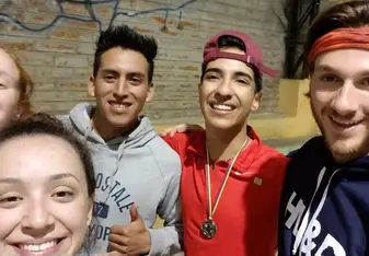 Selfie with a few people from the community.