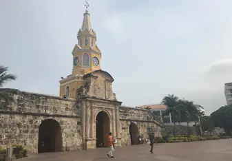 The famous clock tower in Cartagena
