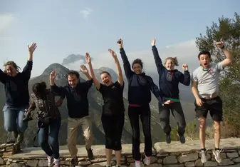 Jumping with classmates on the Garden Route trip