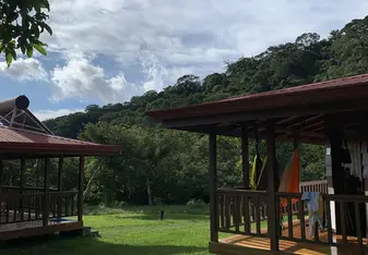 Reading outside my bungalow
