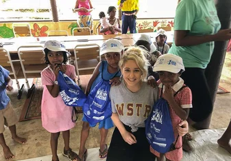 Penelope with the local Fiji kids