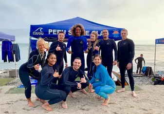 We decided to go surfing!