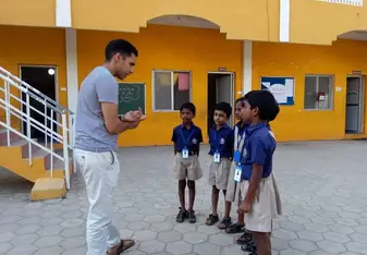 English conversation lessons with grade 3 at the Sabari Primary School.