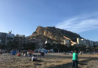 View of the Castillo de Santa Barbara from Playa Postiguet