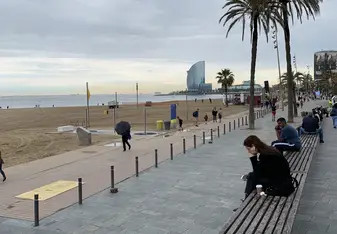 Walking along La Barceloneta beach