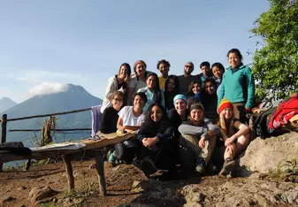 group picture in the morning after watching the sunrise 