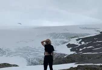 Overlooking the glacier after our hike