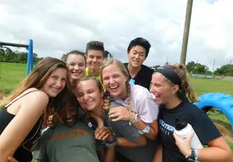 Painting and having fun in our home stay communities