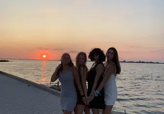 my travel group and I near our hotel in lefkada