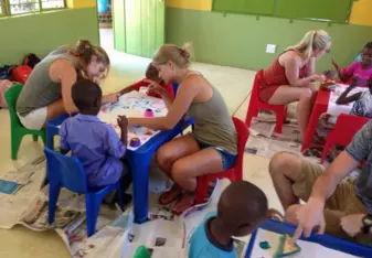 Interns at a special needs school in Namibia.