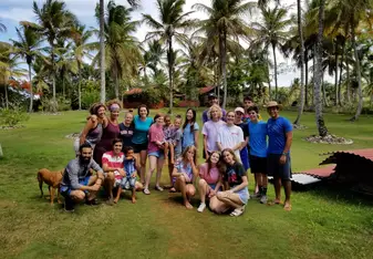 The group at one of the eco lodges with our hosts. 