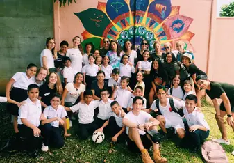 Kids from a nearby school in a village of Costa Rica