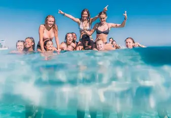 My group and I taking a day off from service and swimming in the beautiful water. It really looked like this!!