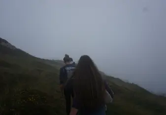 Walking along the peaceful path while out for a misty morning stroll on Cape Clear Island.