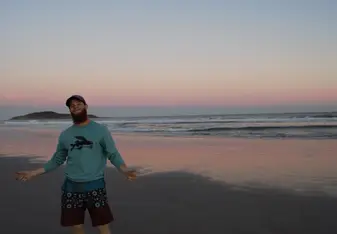 The sunset painted the wet sand with amazing pastel hues.