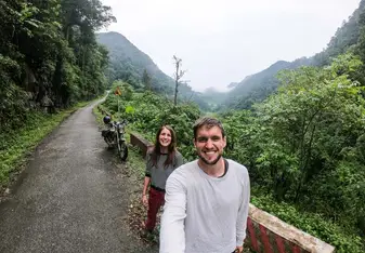 Eddie and I travelling Vietnam by motorbike!
