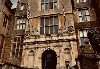Outside the wroxton Abbey 