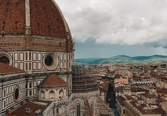 This is a shot of the Duomo from the bell tower next to it.